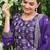 Purple sequins embroidered chinon stitched salwar kameez