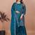 Teal sequins embroidered natural crepe stitched salwar kameez
