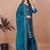 Teal sequins embroidered natural crepe stitched salwar kameez