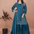 Teal sequins embroidered natural crepe stitched salwar kameez