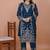Navy-blue coding sequence embroidered faux georgette stitched salwar kameez