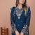 Navy-blue coding sequence embroidered faux georgette stitched salwar kameez