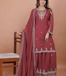 Mustard coding sequence embroidered faux georgette stitched salwar kameez