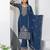 Navy-blue sequins embroidered faux georgette stitched salwar kameez