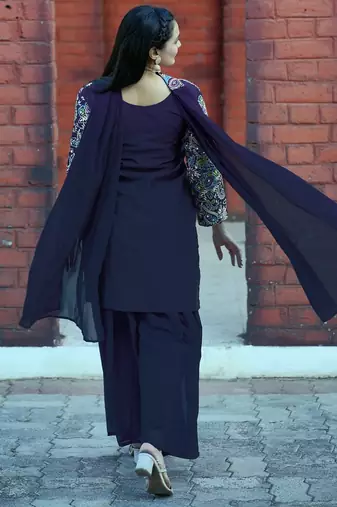 Black sequence embroidered and real mirror work  tappeta silk stitched salwar kameez