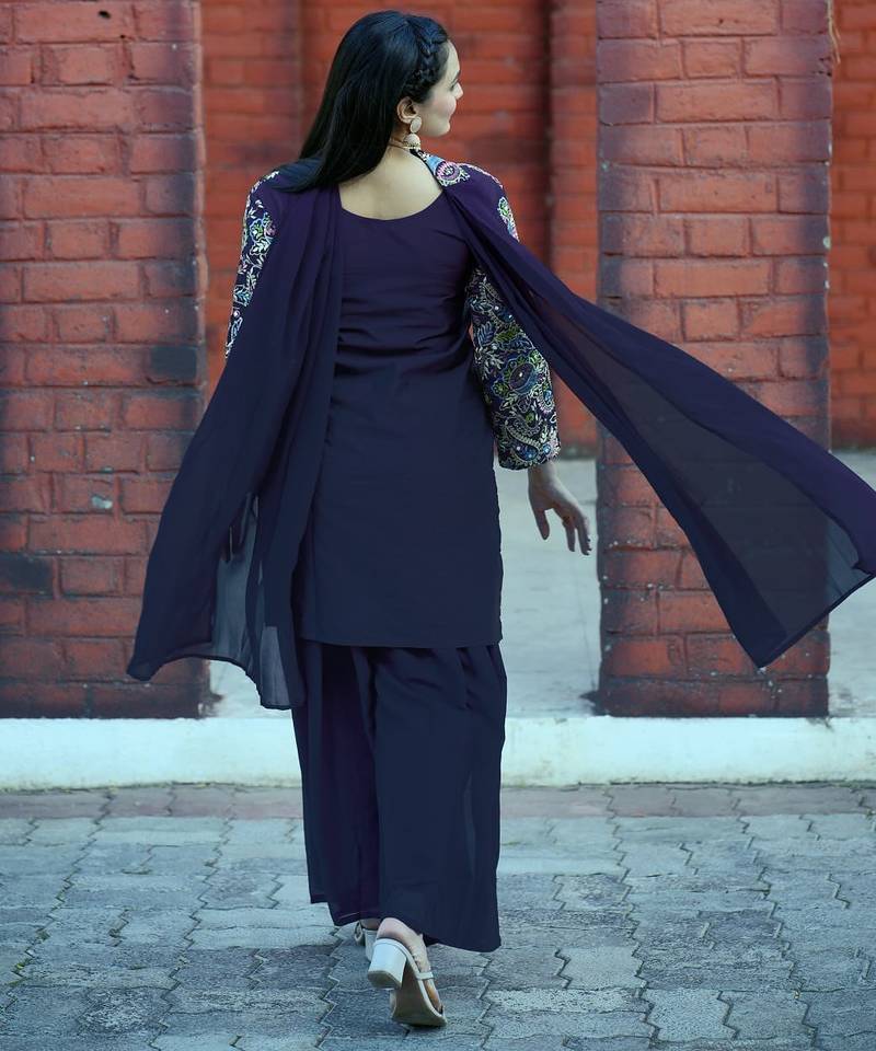 Black sequence embroidered and real mirror work  tappeta silk stitched salwar kameez