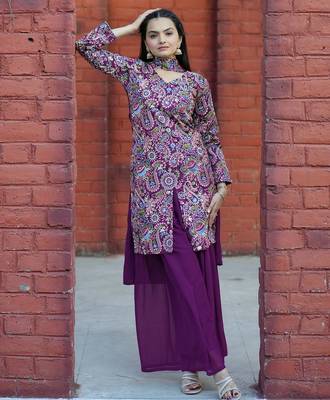Wine sequence embroidered and real mirror work  tappeta silk stitched salwar kameez 1