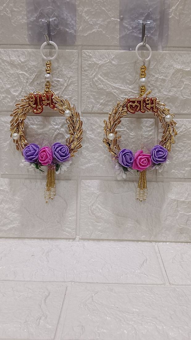 subh labh mini flower hanging for home decoration decor (pack of 2)