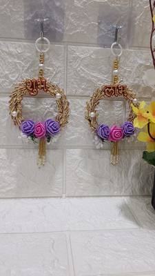 subh labh mini flower hanging for home decoration decor (pack of 2) 2