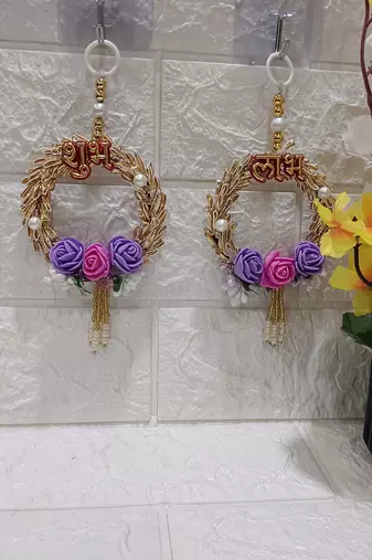subh labh mini flower hanging for home decoration decor (pack of 2)