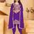 Blue coding sequins embroidered chinon stitched salwar kameez
