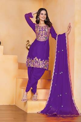Blue coding sequins embroidered chinon stitched salwar kameez 3