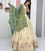Off White Color Embroidery ,Thread and Sequence Work Silk blend lehenga choli set