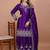 Purple coding sequence embroidered and rivet moti work chinon stitched salwar kameez