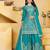 Teal sequins embroidered natural crepe stitched salwar kameez