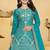 Teal sequins embroidered natural crepe stitched salwar kameez
