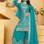 Teal sequins embroidered natural crepe stitched salwar kameez