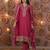 Rani-pink sequins embroidered chinon stitched salwar kameez