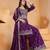 Wine sequins embroidered natural crepe stitched salwar kameez