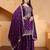 Wine sequins embroidered natural crepe stitched salwar kameez