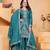 Teal sequins embroidered natural crepe stitched salwar kameez