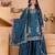 Teal sequins embroidered chinon stitched salwar kameez
