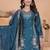 Teal sequins embroidered chinon stitched salwar kameez