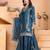 Teal sequins embroidered chinon stitched salwar kameez