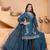 Teal sequins embroidered chinon stitched salwar kameez