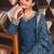 Blue sequins embroidered chinon stitched salwar kameez