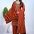 Rust sequins embroidered natural crepe stitched salwar kameez