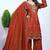 Rust sequins embroidered natural crepe stitched salwar kameez