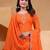 Orange sequins embroidered chinon stitched salwar kameez
