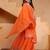 Orange sequins embroidered chinon stitched salwar kameez