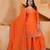 Orange sequins embroidered chinon stitched salwar kameez