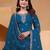 Teal sequins embroidered chinon stitched salwar kameez