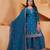 Teal sequins embroidered chinon stitched salwar kameez