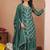 Green multi thread and sequins embroidered chinon stitched salwar kameez
