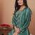 Green multi thread and sequins embroidered chinon stitched salwar kameez