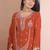 Orange glitter sequins embroidered faux georgette stitched salwar kameez