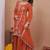 Orange glitter sequins embroidered faux georgette stitched salwar kameez