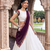 Off-White Silk Blend Pleated Lehenga Choli with Zari Border and Wine Contrast Dupatta