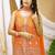 Orange sequins embroidered georgette stitched salwar kameez