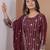 Teal sequins embroidered natural crepe stitched salwar kameez
