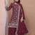 Teal sequins embroidered natural crepe stitched salwar kameez