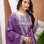 Purple sequins embroidered natural crepe stitched salwar kameez