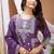 Purple sequins embroidered natural crepe stitched salwar kameez