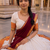Traditional South Indian Off-White Pleated Lehenga Choli Set with Maroon Dupatta and Zari Border