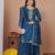 Teal sequins embroidered vichitra silk stitched salwar kameez