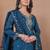 Teal sequins embroidered vichitra silk stitched salwar kameez